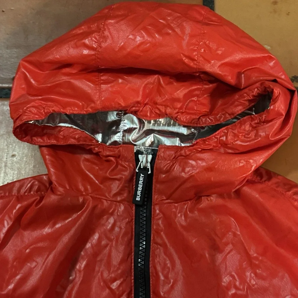 Burberry Boys Bright Red Lorenzo Lightweight Hooded logo Jacket size 2T